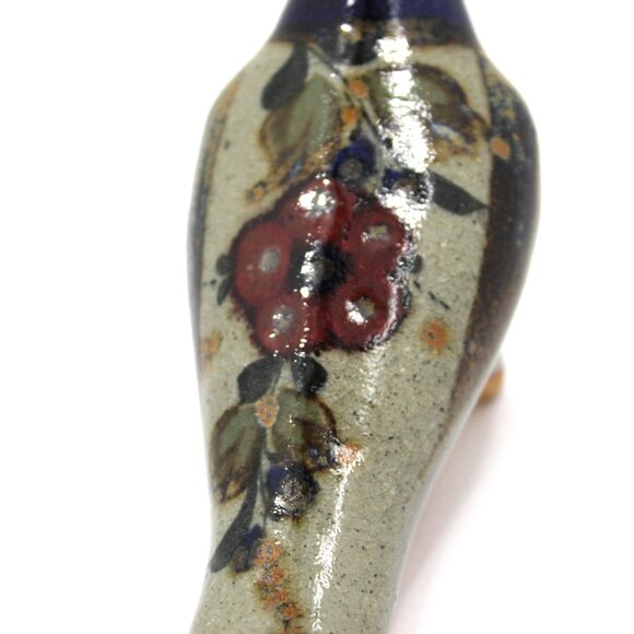 Vintage Tonala Mex Hand Painted Pottery Bird Roadrunner Folk Art Statue Signed - Picture 5 of 10